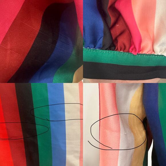 Alice + Olivia Dyanna Rainbow Multicolor Stripe Wrap Blouse Vibrant Pride Chic - Picture 7 of 10